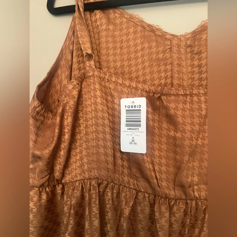 NWT torrid Tea Length Woven Jacquard Lace Trim Cami Dress - Picture 6 of 8